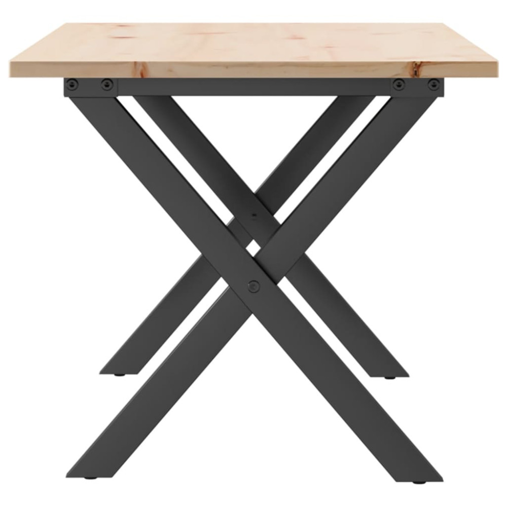 Produktbild för Soffbord X-ram 90x40x45 cm massiv furu och stål