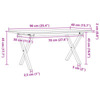 Produktbild för Soffbord X-ram 90x40x45 cm massiv furu och stål