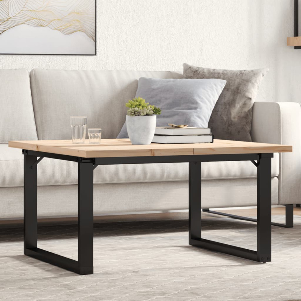 Produktbild för Soffbord O-ram 80x80x45,5 cm massiv furu och stål