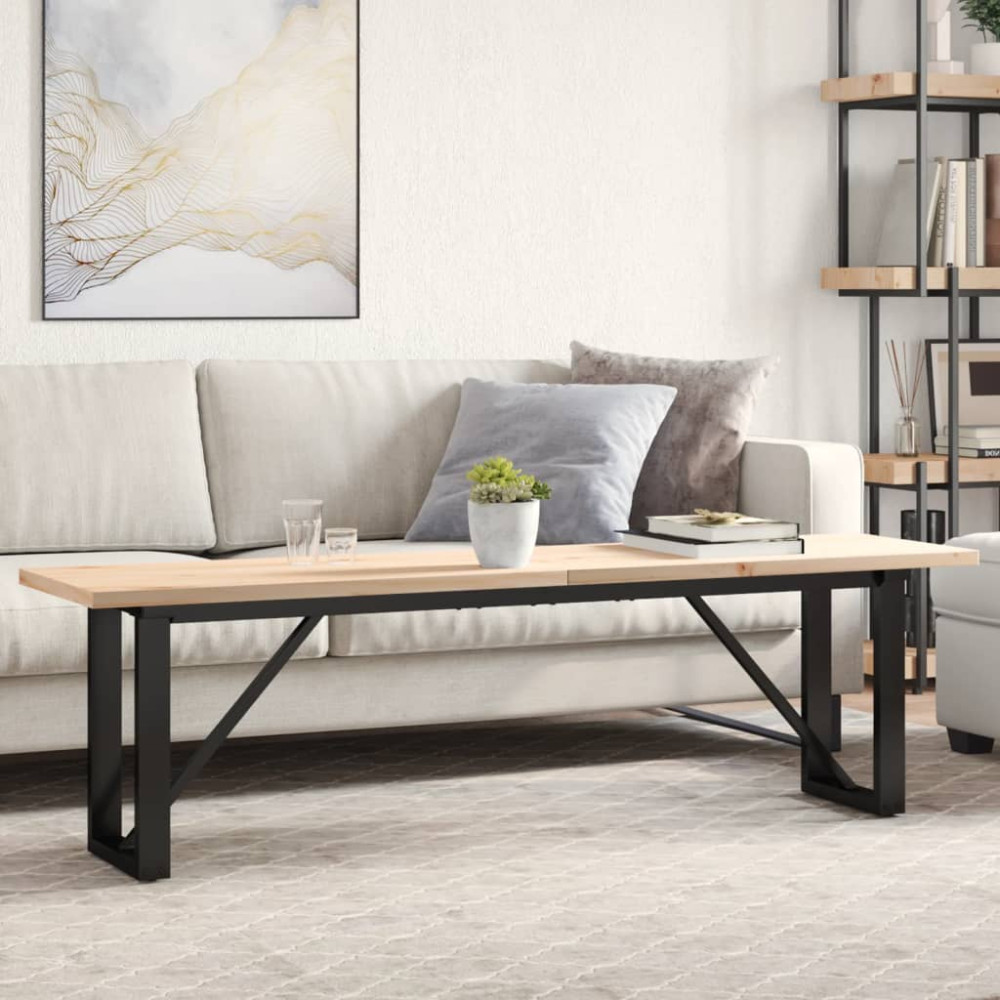 Produktbild för Soffbord O-ram 160x40x45,5 cm massiv furu och stål