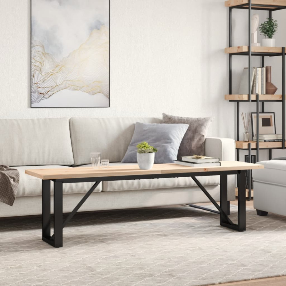 Produktbild för Soffbord O-ram 160x40x45,5 cm massiv furu och stål