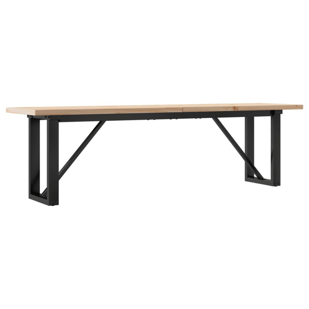 Produktbild för Soffbord O-ram 160x40x45,5 cm massiv furu och stål