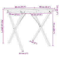 Produktbild för Matbord X-ram 90x90x75,5 cm massiv furu och stål