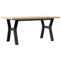 Produktbild för Soffbord Y-ram 100x50x45,5 cm massiv furu och stål