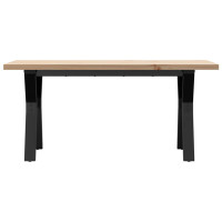 Produktbild för Soffbord Y-ram 100x50x45,5 cm massiv furu och stål