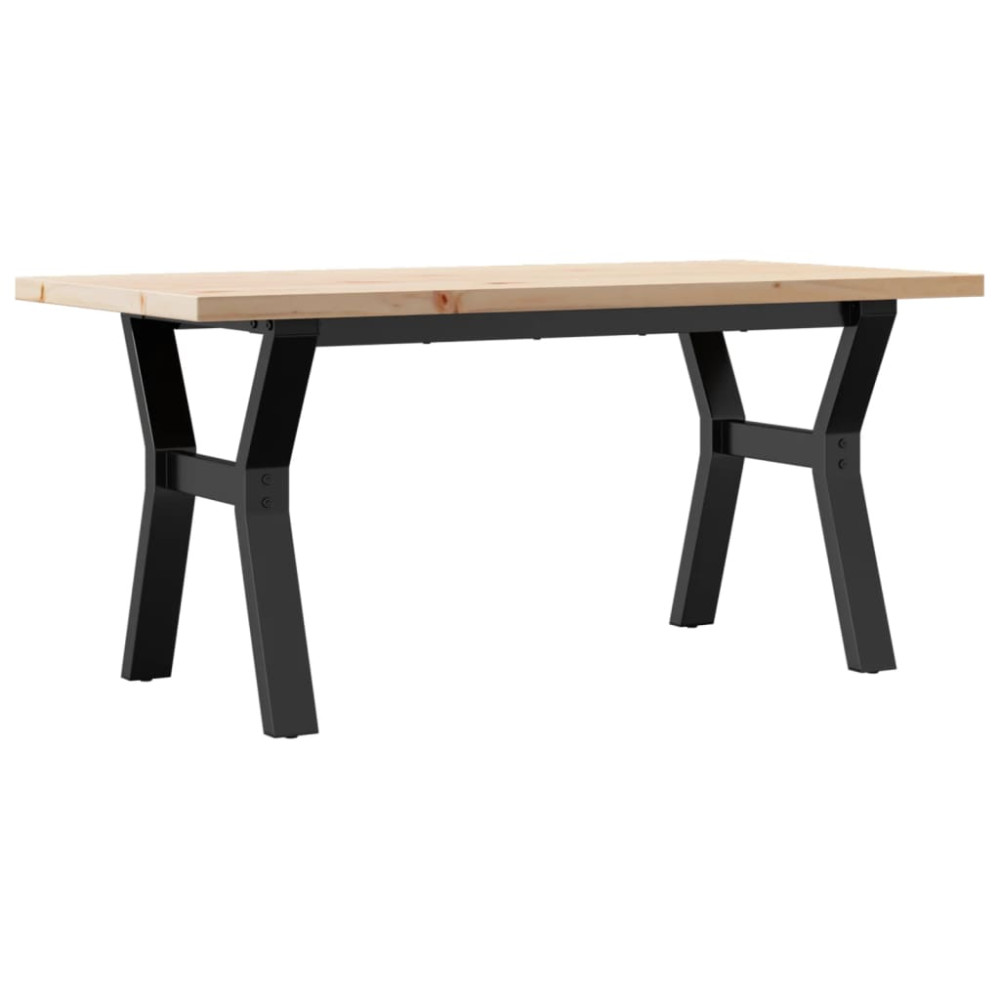 Produktbild för Soffbord Y-ram 100x50x45,5 cm massiv furu och stål