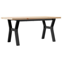 Produktbild för Soffbord Y-ram 100x50x45,5 cm massiv furu och stål