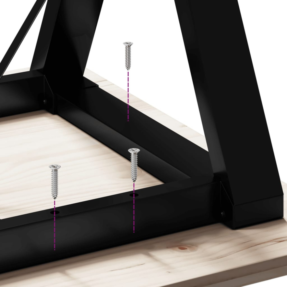 Produktbild för Soffbord Y-ram 100x50x45,5 cm massiv furu och stål