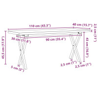 Produktbild för Soffbord X-ram 110x40x45,5 cm massiv furu och gjutjärn