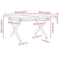 Produktbild för Soffbord X-ram 60x60x40,5 cm massiv furu och stål