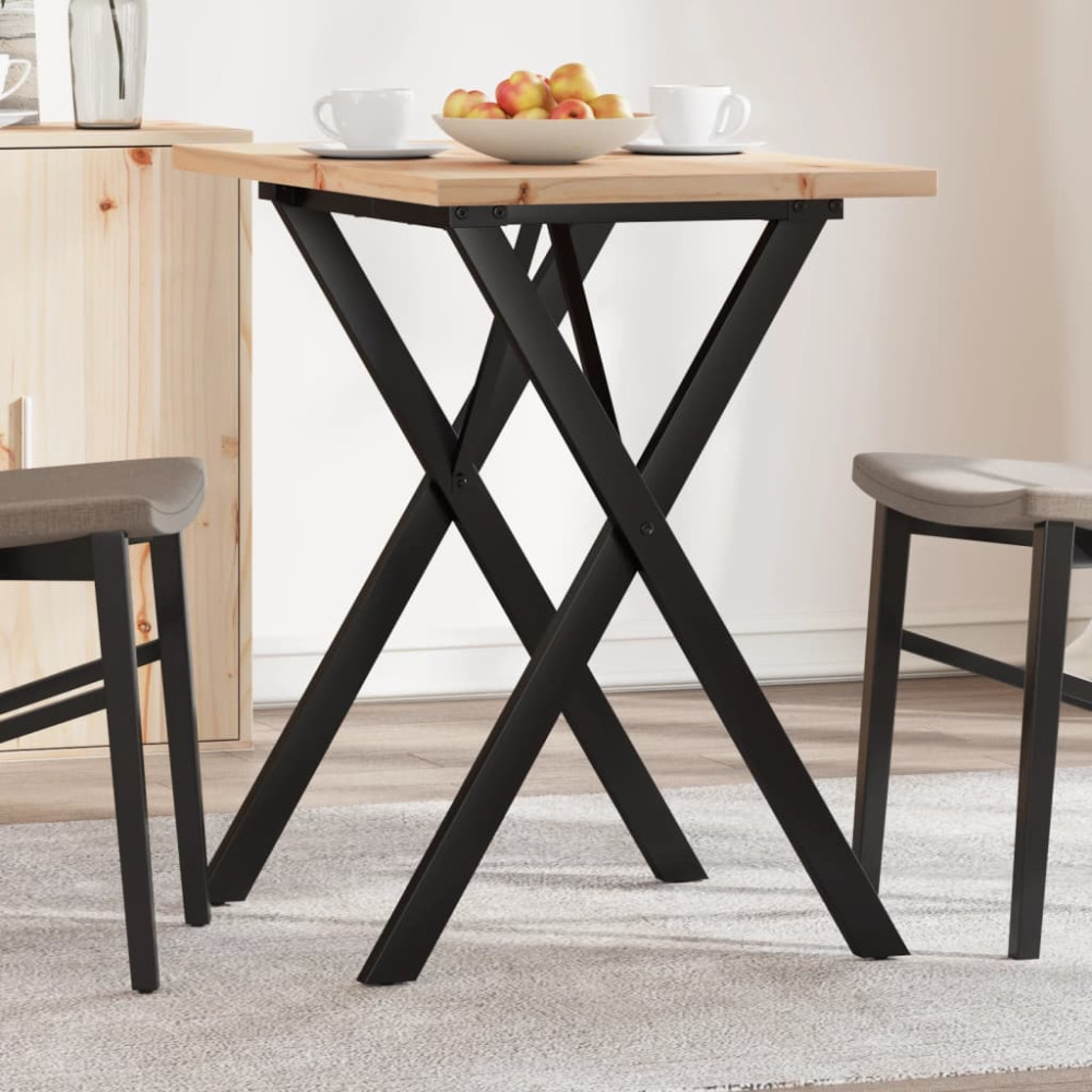 Produktbild för Matbord X-ram 80x50x75,5 cm massiv furu och stål