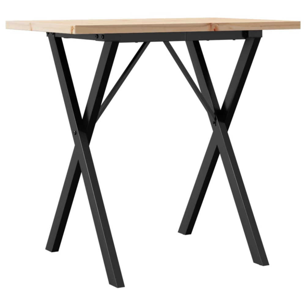 Produktbild för Matbord X-ram 80x50x75,5 cm massiv furu och stål