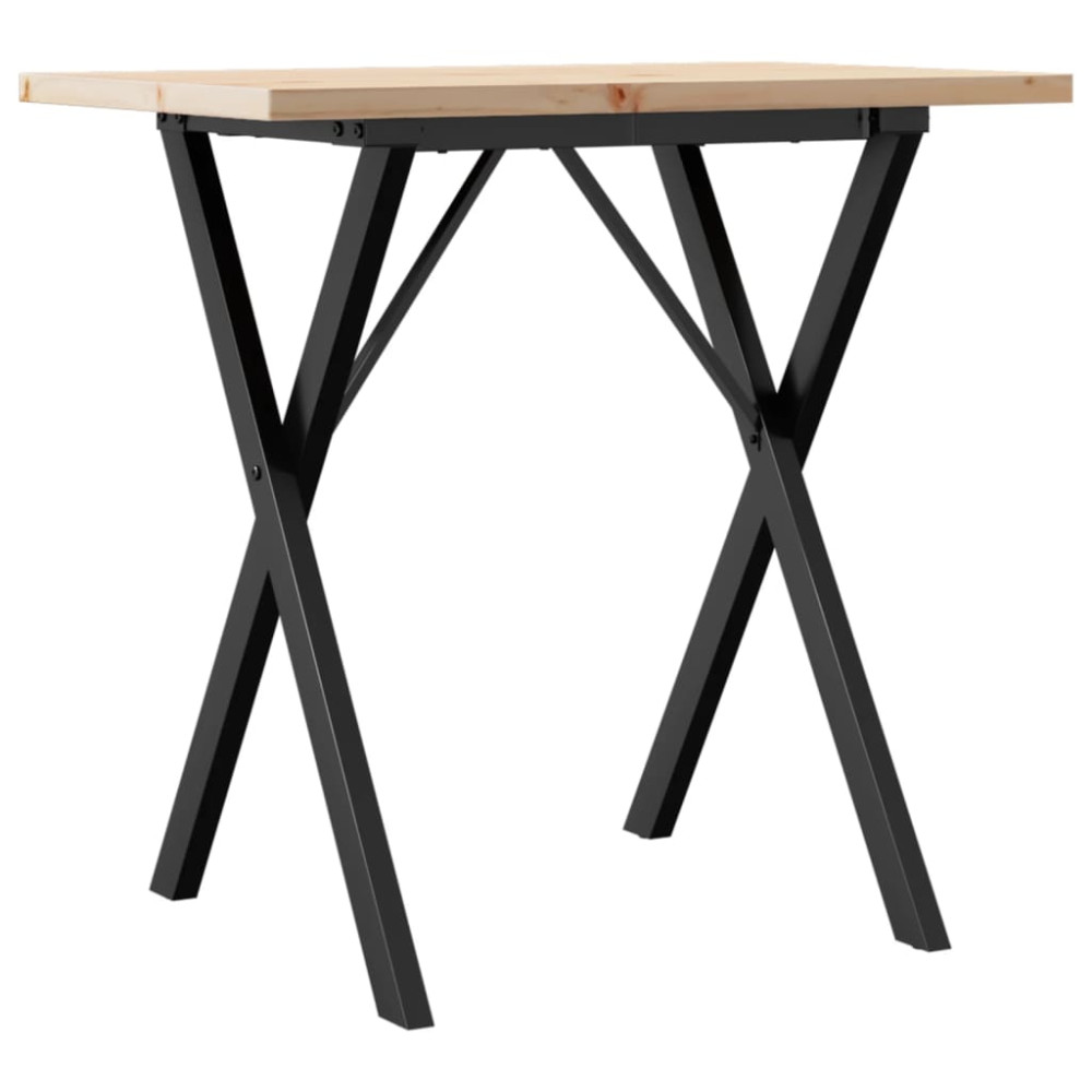 Produktbild för Matbord X-ram 80x50x75,5 cm massiv furu och stål