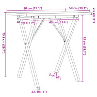 Produktbild för Matbord X-ram 80x50x75,5 cm massiv furu och stål