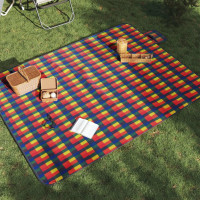 Produktbild för Picknickfilt vikbar flerfärgad pläd 200x150 cm sammet