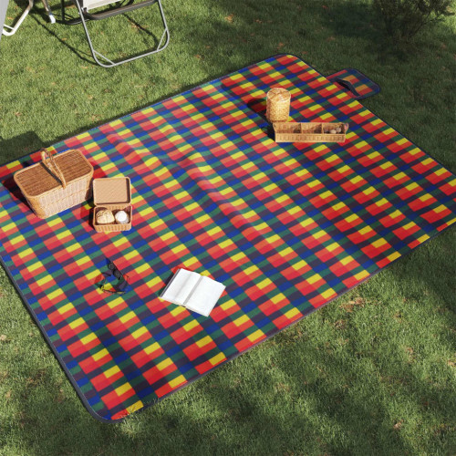 vidaXL Picknickfilt vikbar flerfärgad pläd 200x150 cm sammet