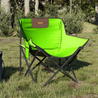 Produktbild för Campingstolar med ficka fällbar 2 st grön