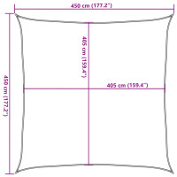 Produktbild för Solsegel 160 g/m² fyrkantig ljusgrå 4,5x4,5 m HDPE