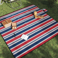 Produktbild för Picknickfilt vikbar röd och blå randig 200x200 cm sammet