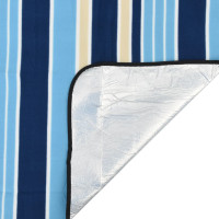 Produktbild för Picknickfilt vikbar blå och vit randig 200x150 cm sammet