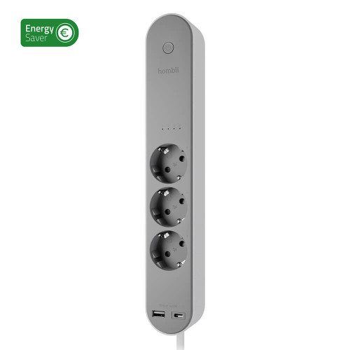 Hombli Smart Power Strip 3-way Grey USB-C & USB-A