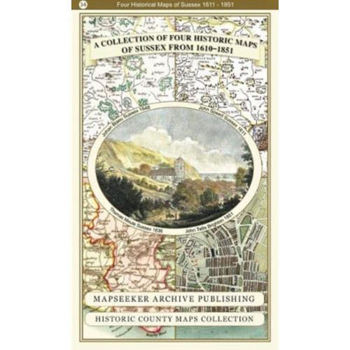 Historical Images Ltd A County of Sussex 1611 - 1836 - Fold Up Map that features a collection of Four Historic Maps, John Speed's County Map 1611, Johan Blaeu's County Map of 1648, Thomas Moules County Map of 1836 and a Plan of the City of Brighton from 1851 by John Tallis. Th