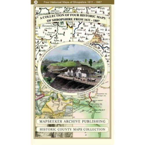 Historical Images Ltd A Shropshire 1611 - 1836 - Fold Up Map that features a collection of Four Historic Maps, John Speed's County Map 1611, Johan Blaeu's County Map of 1648, Thomas Moules County Map of 1836 and a Map of the Severn Valley Railway in 1887.The maps also feature 