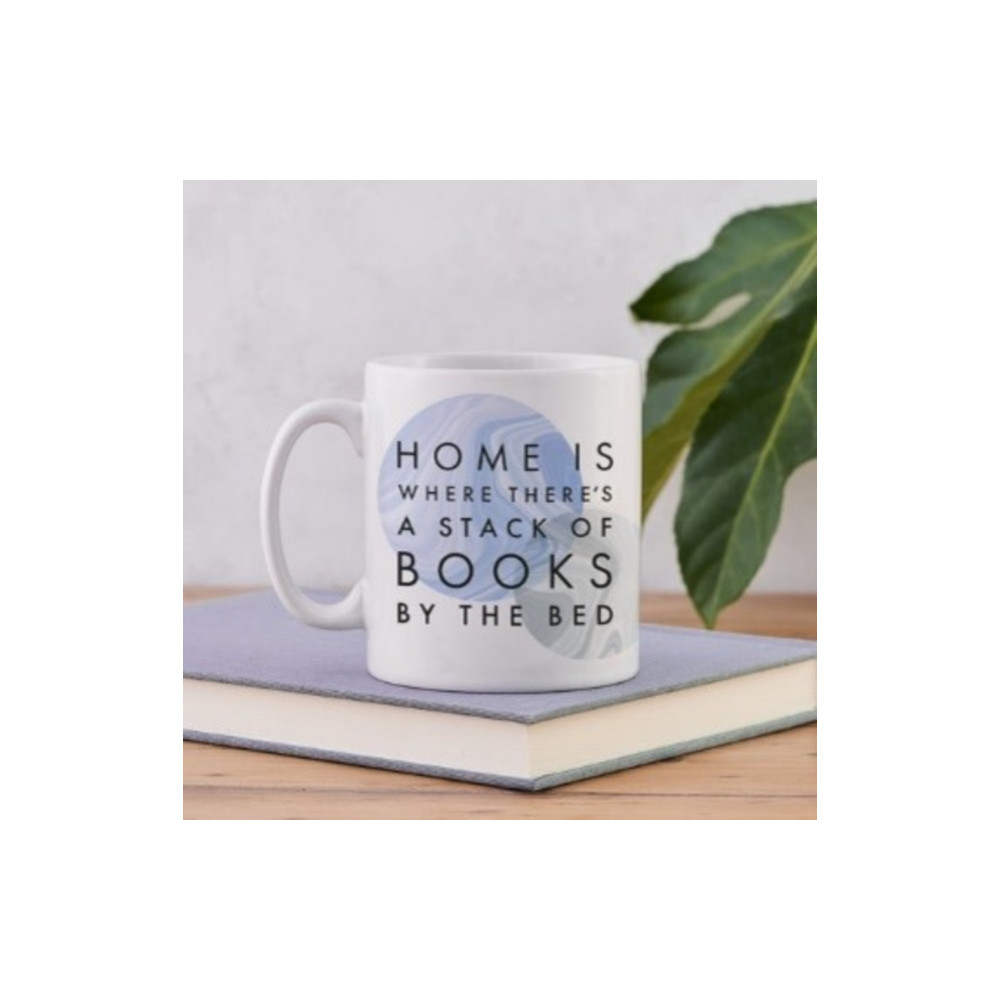 Produktbild för Literary Mug - "A Stack Of Books" - Marble Design