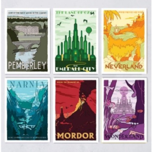 BOOKISHLY Fictional Travel Poster - 12 Postcard Set