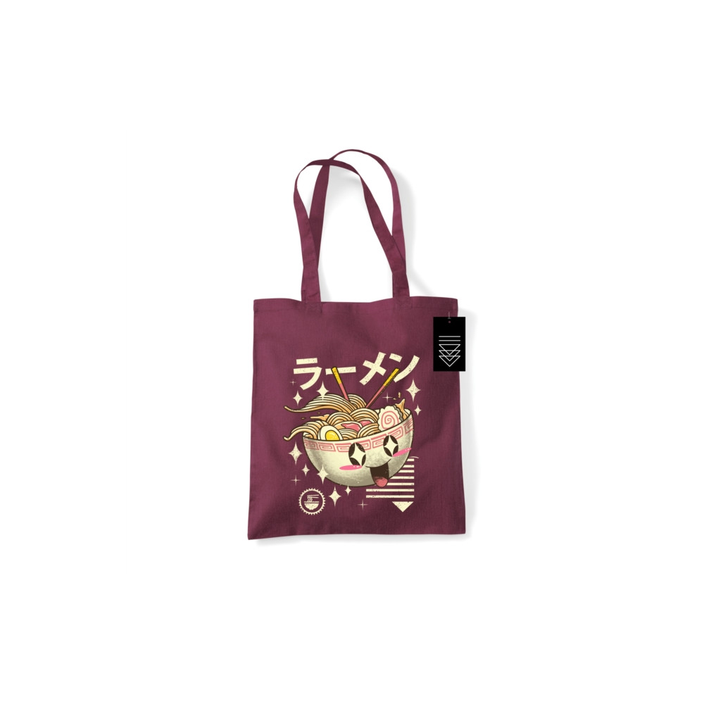 Produktbild för Vincent Trinidad (Kawaii Ramen) Maroon Tote Bag