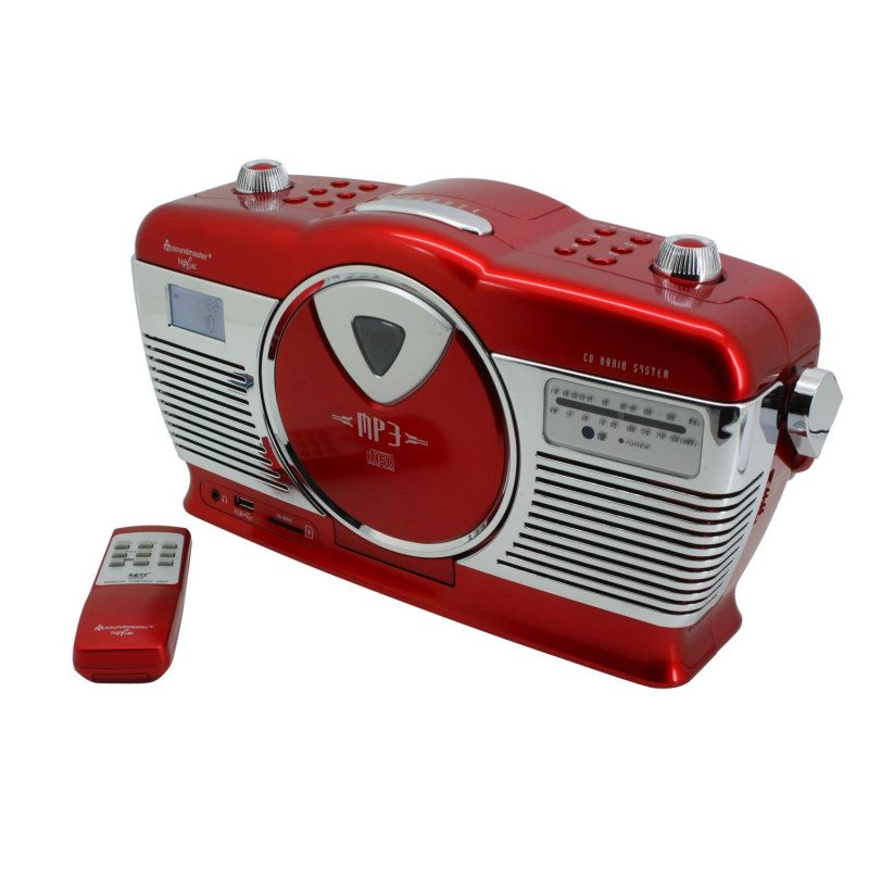 Produktbild för Retro CD Radio Röd