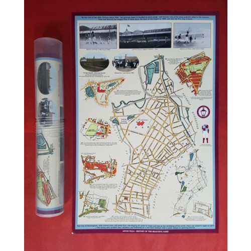 Mapseeker Digital Ltd Aston Villa History of The Beautiful Name - Illustrated Old Maps Presenting The Clubs Early History - Supplied in A Clear Two Part Screw Presentation Tube - Print Size 61cm x 41cm