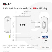 Produktbild för CLUB3D CAC-1908 mobilladdare Spelkontroller, Mobil dator, Mobiltelefon, Bärbar dator, Bärbar spelkonsol, Smartphone Svart USB inomhus