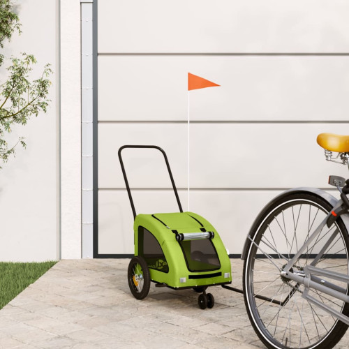 vidaXL Cykelvagn för djur grön oxfordtyg och järn