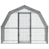 Produktbild för Hönsgårdar 2 st med tak och dörr silver galvaniserat stål