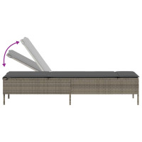 Produktbild för Solsäng med bord och dyna grå konstrotting