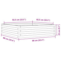 Produktbild för Odlingslåda vaxbrun 90x90x23 cm massiv furu