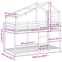 Produktbild för Våningssäng med tak 80x200 cm massiv furu