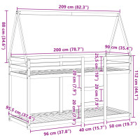 Produktbild för Våningssäng med tak 80x200 cm massiv furu