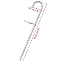 Produktbild för Tältpinnar 6 st 37 cm Ø10 mm galvaniserat stål