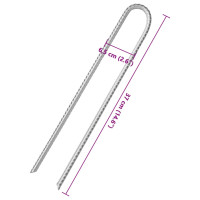 Produktbild för Tältpinnar 12 st U-formade 37 cm Ø10 mm galvaniserat stål