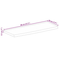 Produktbild för Bordsskiva 80x20x2,5 cm levande kant massivt grovt mangoträ