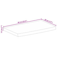 Produktbild för Bordsskiva 60x20x2,5 cm levande kant massivt grovt mangoträ