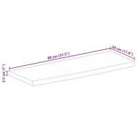 Produktbild för Bordsskiva 80x30x2,5 cm levande kant massivt grovt mangoträ