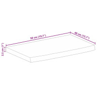 Produktbild för Bordsskiva 50x40x2,5 cm levande kant massivt grovt mangoträ