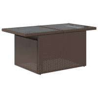 Produktbild för Trädgårdsbord med glasskiva brun 100x55x73 cm konstrotting