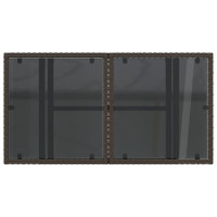 Produktbild för Trädgårdsbord med glasskiva brun 100x55x73 cm konstrotting