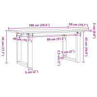 Produktbild för Soffbord O-ram 100x50x45 cm massiv furu och gjutjärn