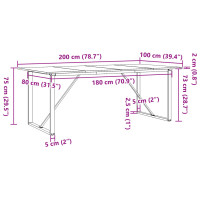 Produktbild för Matbord O-ram 200x100x75 cm massiv furu och gjutjärn