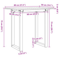 Produktbild för Matbord O-ram 80x50x75 cm massiv furu och gjutjärn